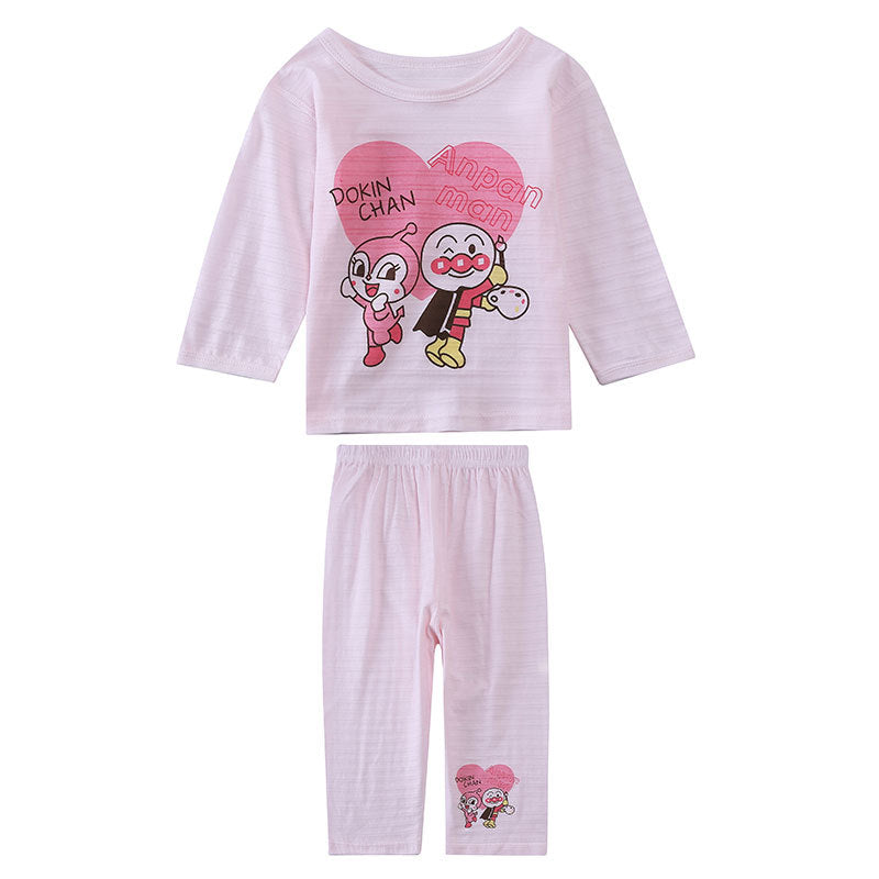 Women's & Men's Long-sleeved Trousers Underwear Set Slub Cotton Children's Suit