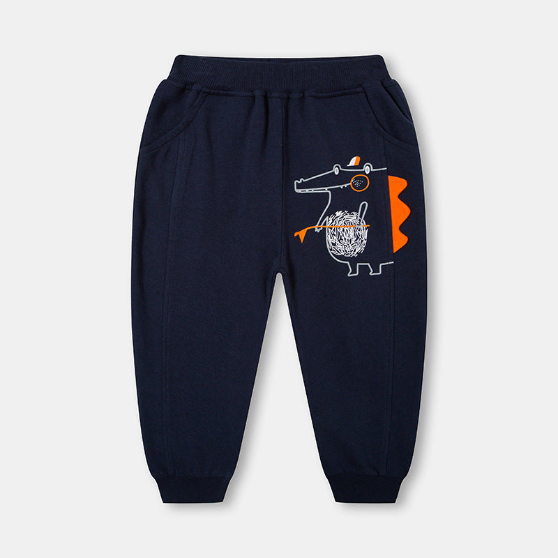 Children's Autumn Crawler Korean Style Sport Dinosaur Cartoon Casual Trousers Children's Pants
