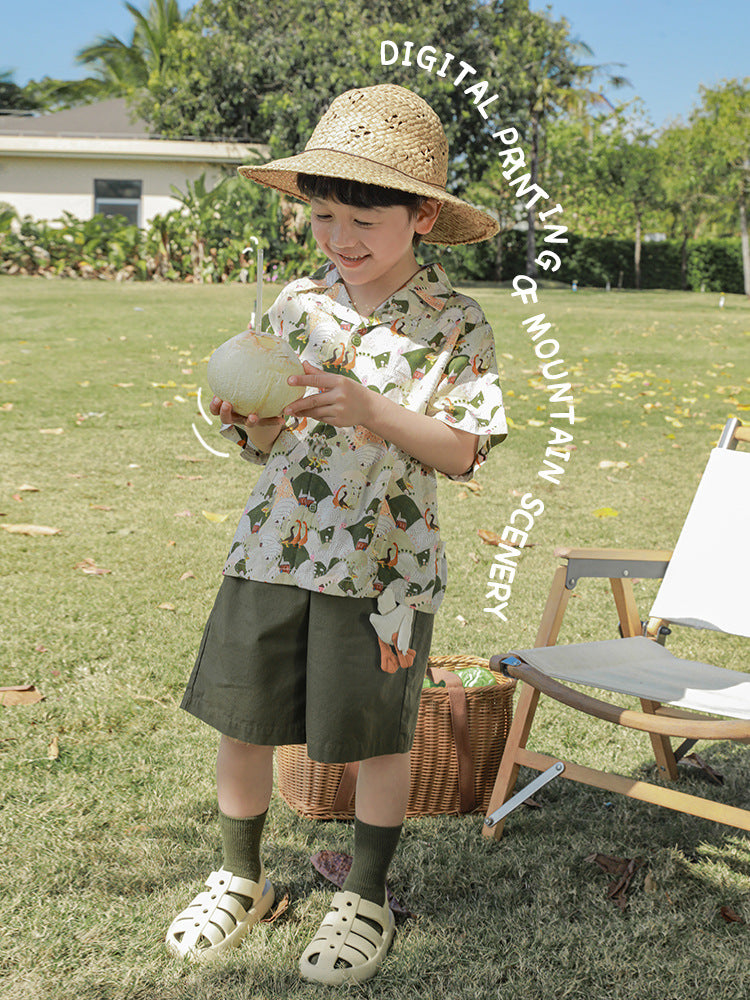 Children's Printing Shirt Handmade Big Goose Doll Children's Suit