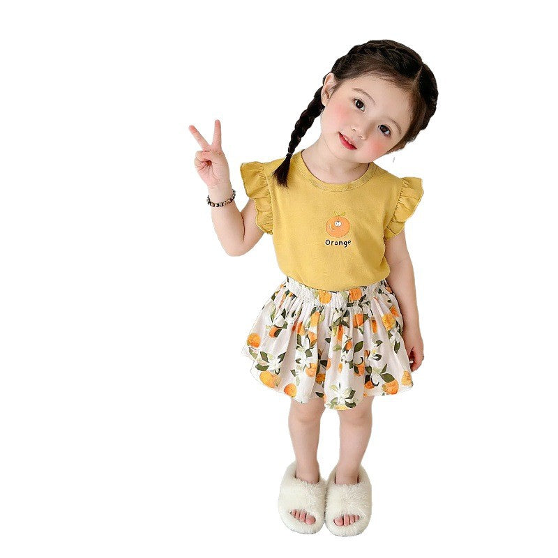 Western Style Cute Short Sleeve T-shirt Children's Suit