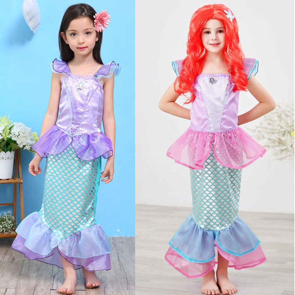Children's Mermaid Shirt Clothing Princess Halloween Skirt Children's Dress