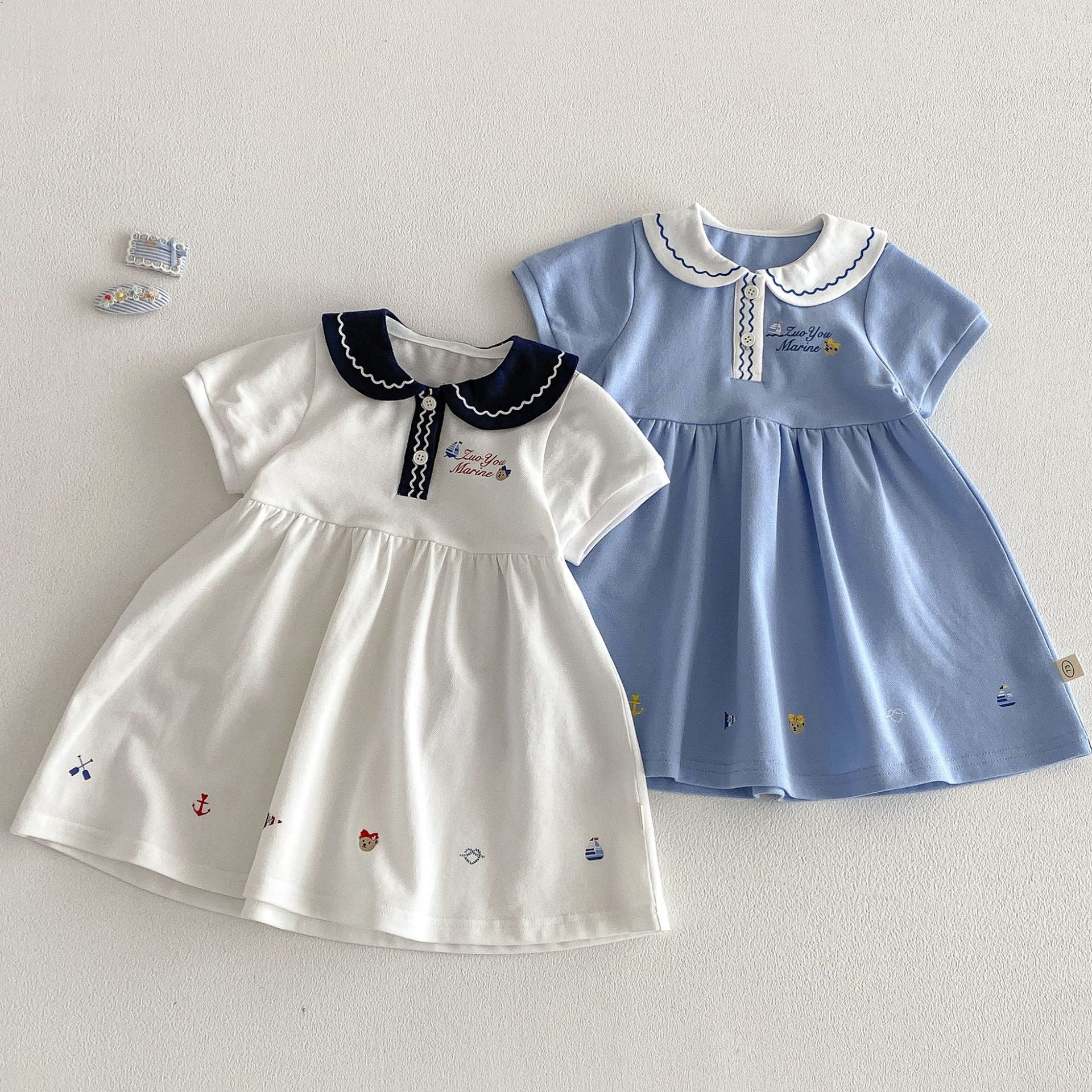 Style Summer Doll Collar Cartoon Princess Korean Children's Dress