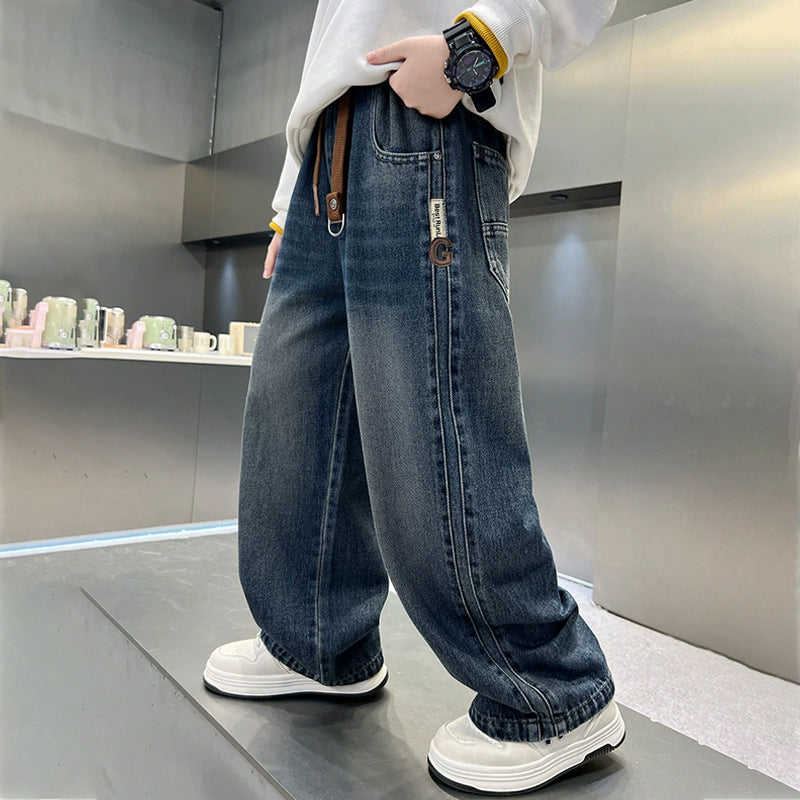 Children's Trousers Outer Wear Boy Autumn Clothing Medium Large Children's Pants