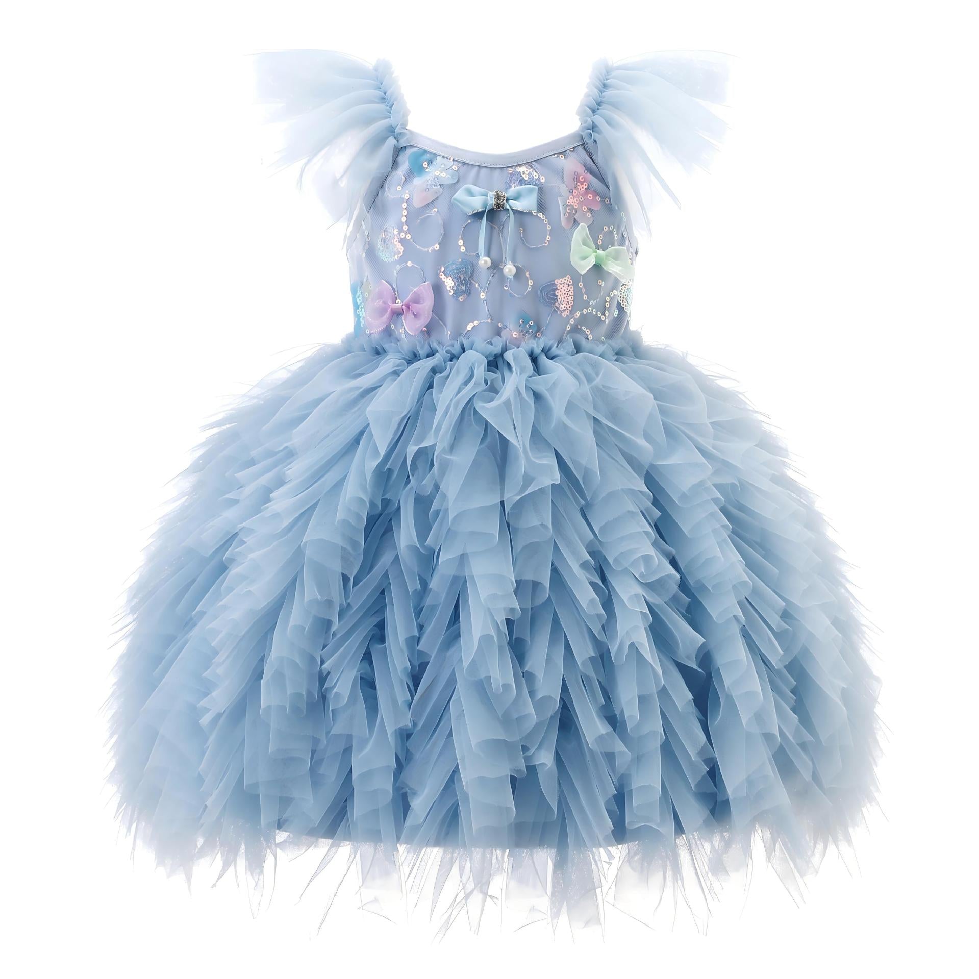 Children's Blue Sling Princess Skirt Birthday Puffy Children's Dress