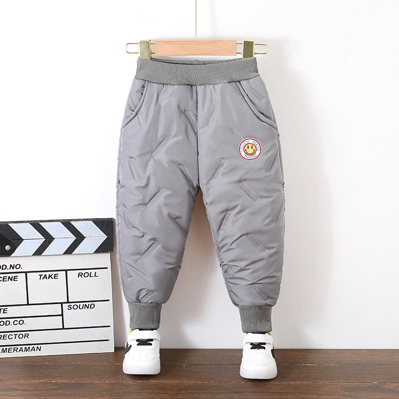 Fleece-lined Thickened Casual Winter Wear Windproof Boy Long Children's Pants