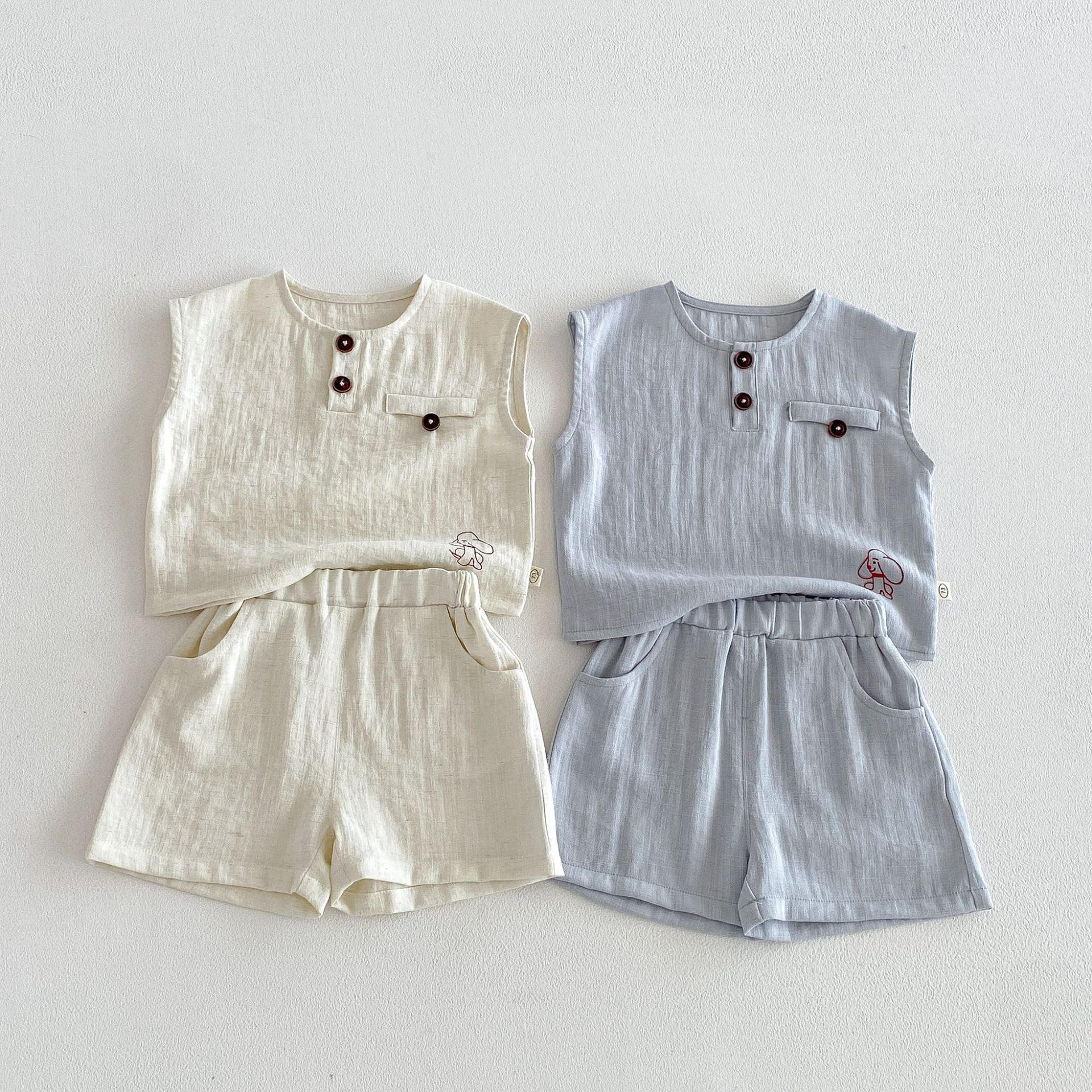 Summer Fashion Cartoon Printed T-shirt Korean Children's Suit