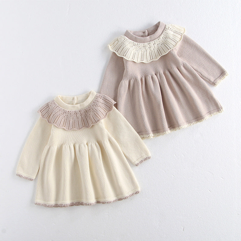 Babies Autumn Clothing Knitted Sweater Princess Fashion Super Cute Children's Dress