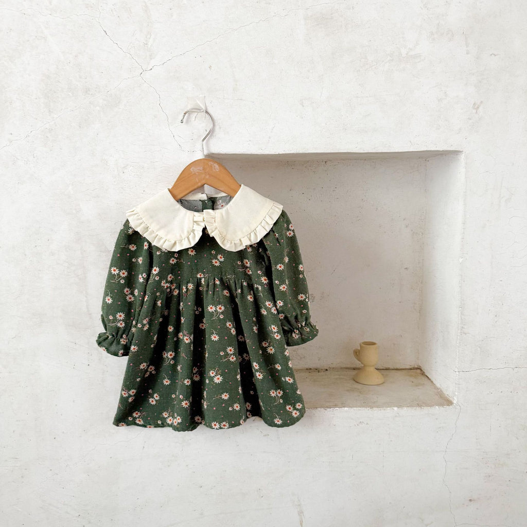Korean Style Pure Cotton Printing Lapel Soft Children's Dress