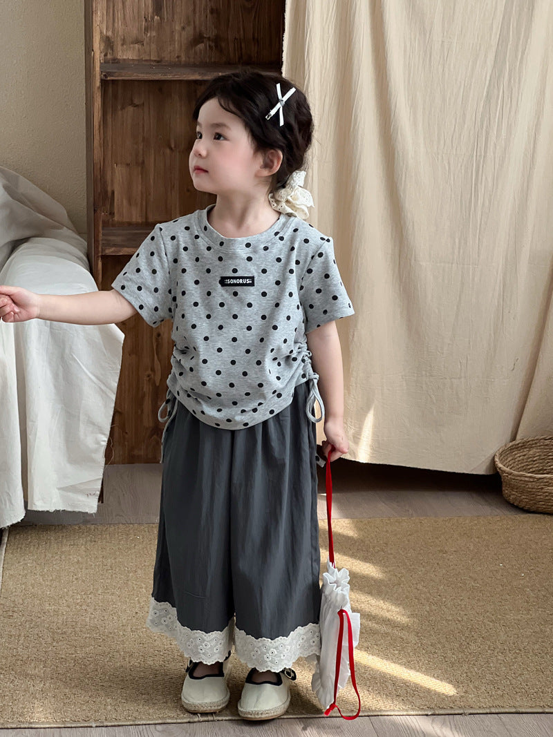 For Little Baggy Straight Trousers Lace Children's Pants