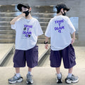 Summer Short Sleeve Medium Large Ruffle Handsome Fashionable Children's Suit