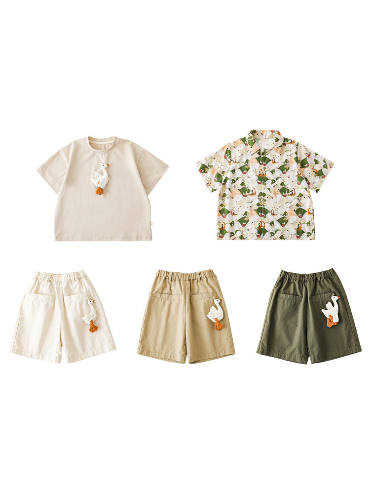 Children's Printing Shirt Handmade Big Goose Doll Children's Suit