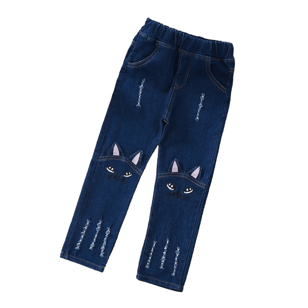 Children's Korean Style Jeans Bottoming Trousers Medium Large Children's Pants
