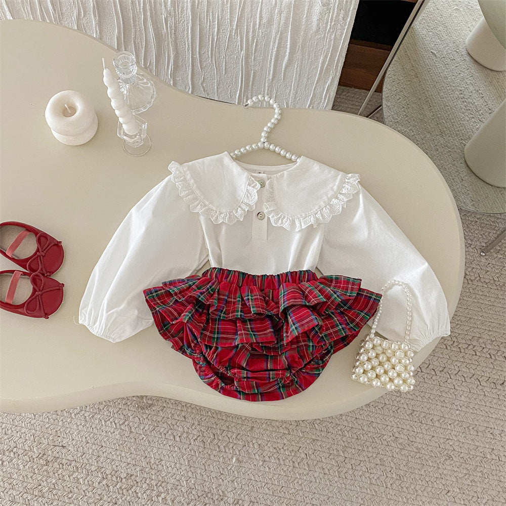 Cake Skirt Trousers Christmas Infant Red Plaid Large Children's Pants