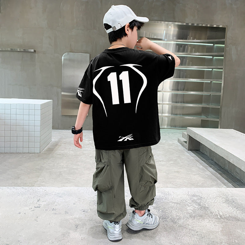Children's Style Medium Large Sports Short-sleeved Trousers Children's Suit