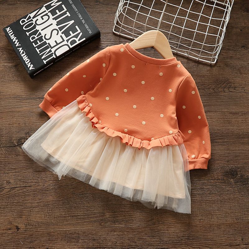 Children's Autumn Toddler Long Sleeve Pullover Trendy Gauze Skirt Children's Dress