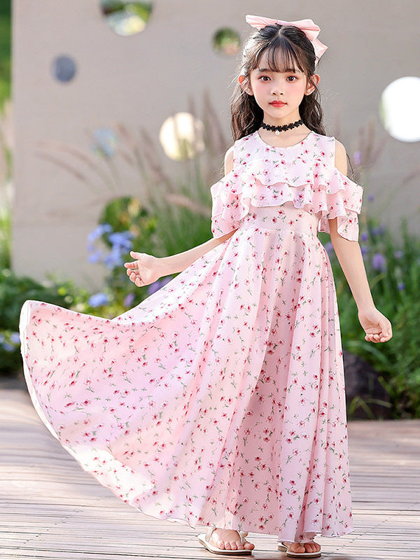 Summer Trailing Skirt Refreshing Cool Chiffon Fairy Children's Dress
