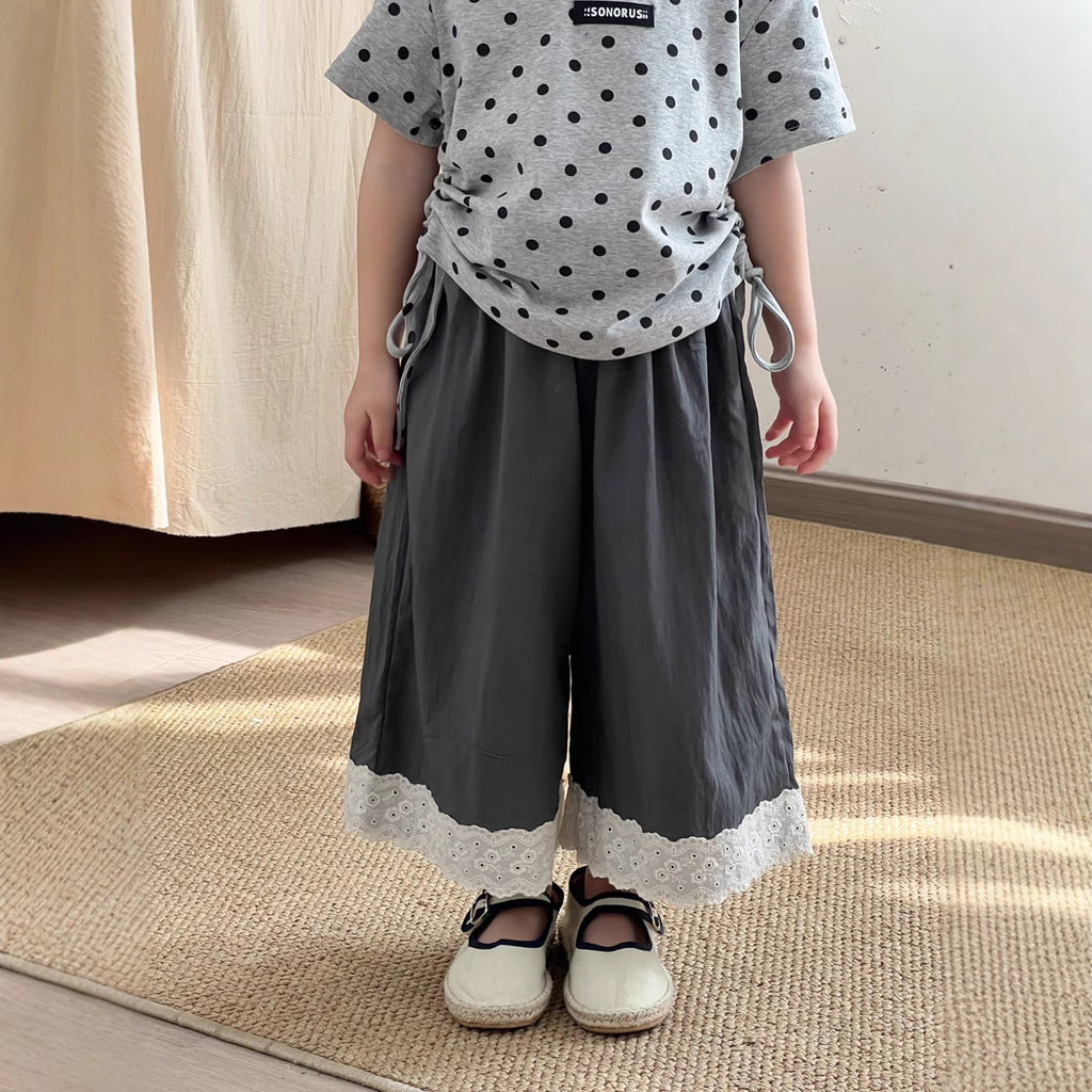 For Little Baggy Straight Trousers Lace Children's Pants