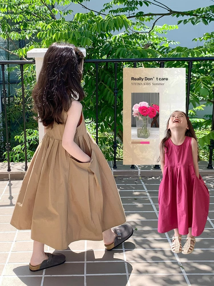 Children's Sleeveless Princess Summer Cotton Large Skirt Children's Dress