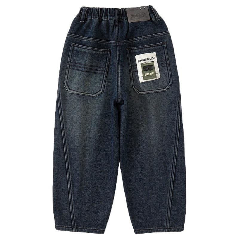Children's Boys Jeans Teens Trousers Loose Fried Street Children's Pants