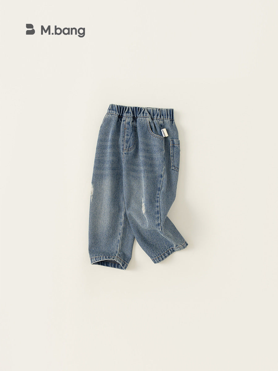 Children's Fashionable Ripped Distressed Washed Jeans Children's Pants