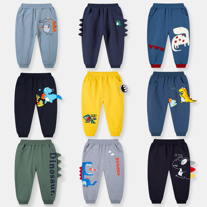 Children's Autumn Crawler Korean Style Sport Dinosaur Cartoon Casual Trousers Children's Pants