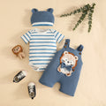 Boy Short Sleeve Striped Animal Pattern Triangle Jumpsuit Waffle Zhang Children's Suit