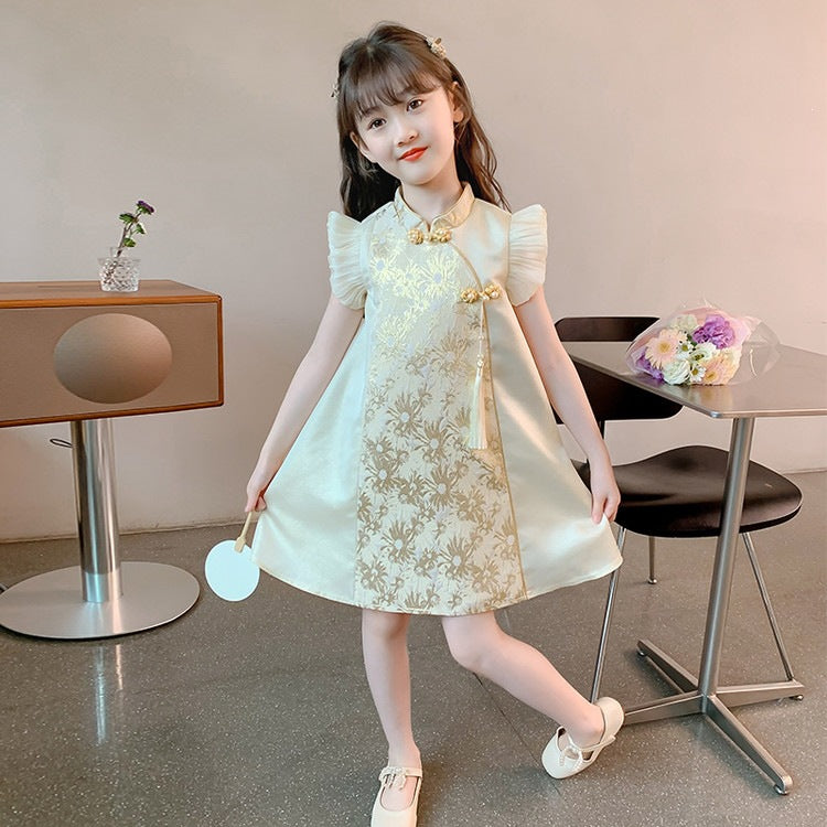 Han Chinese Costume Summer Little National Style Cheongsam Princess Skirt Children's Dress
