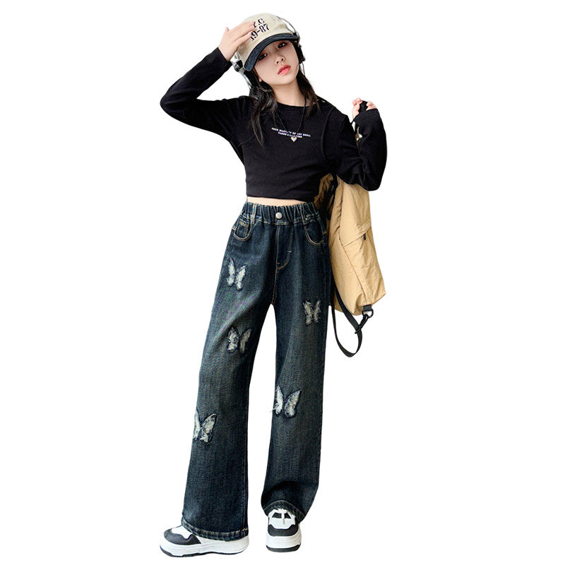 Children's Jeans Middle Big Loose Western Style Children's Pants