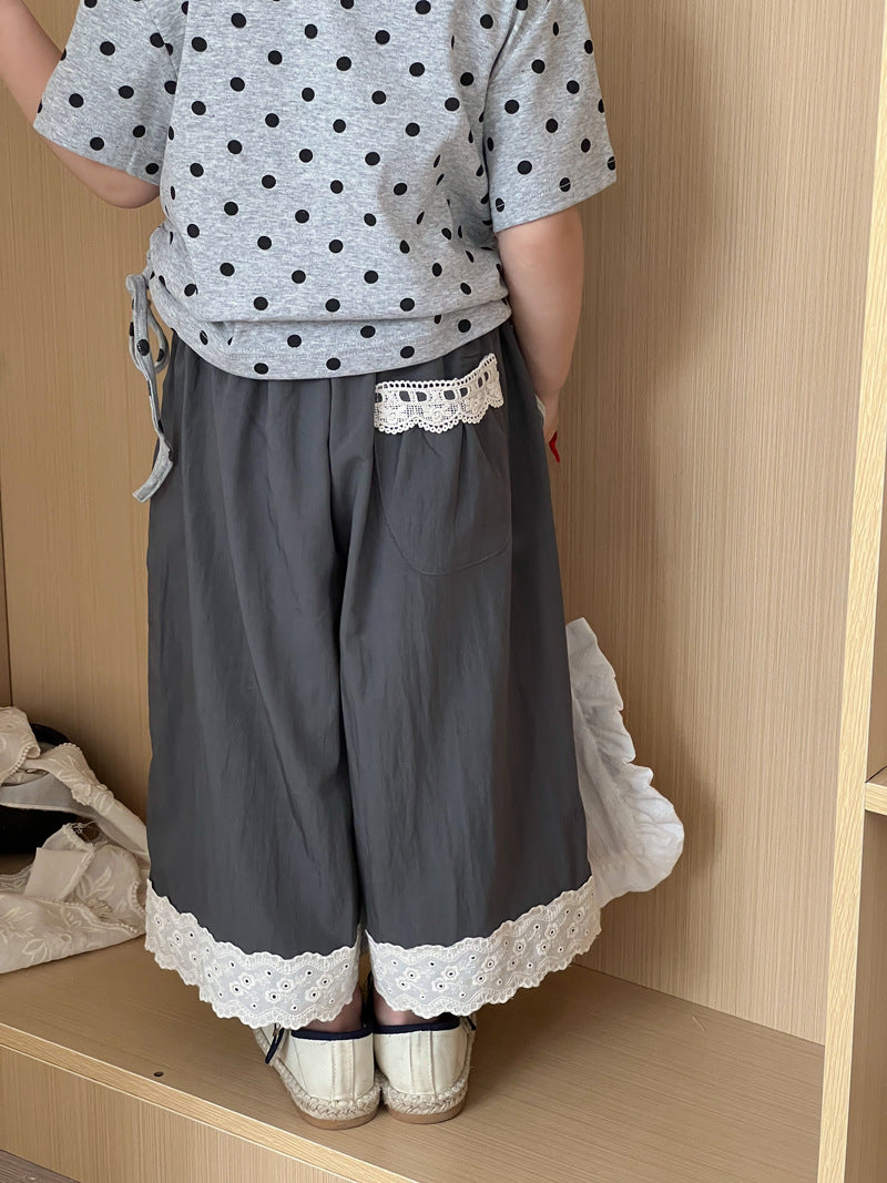 For Little Baggy Straight Trousers Lace Children's Pants