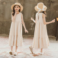 Summer Korean Style Medium Large Artistic Apricot Long Swing Children's Dress