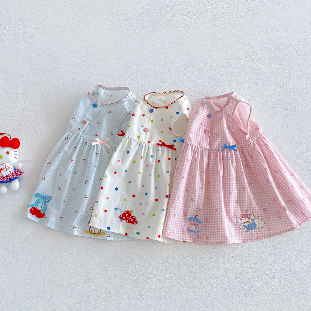 Children's Vest Summer Bow Dots Stripes Skirt Children's Dress