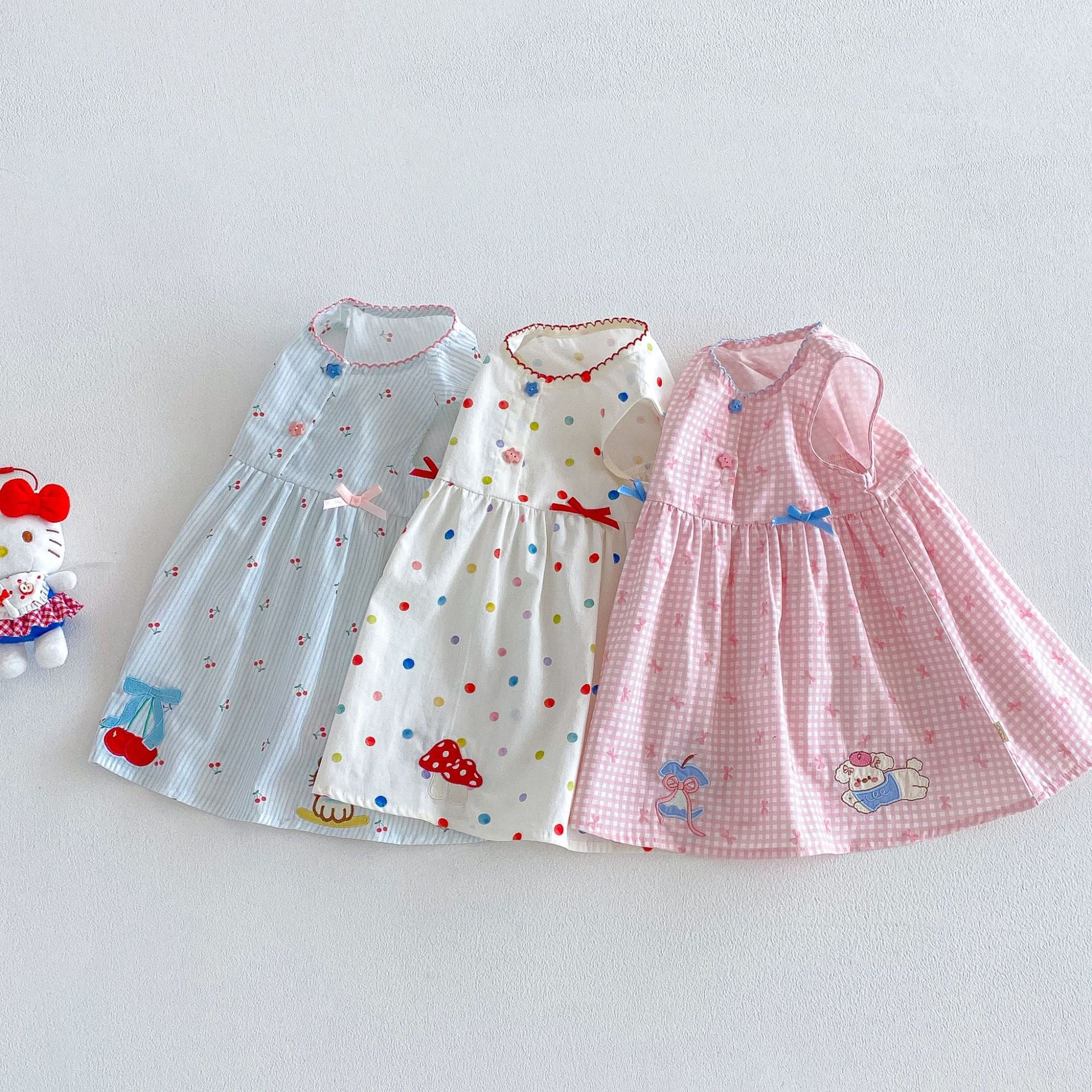 Children's Vest Summer Bow Dots Stripes Skirt Children's Dress