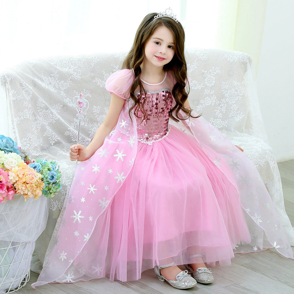 Classy Princess Elsa Frozen Short-sleeved Cotton Children's Dress