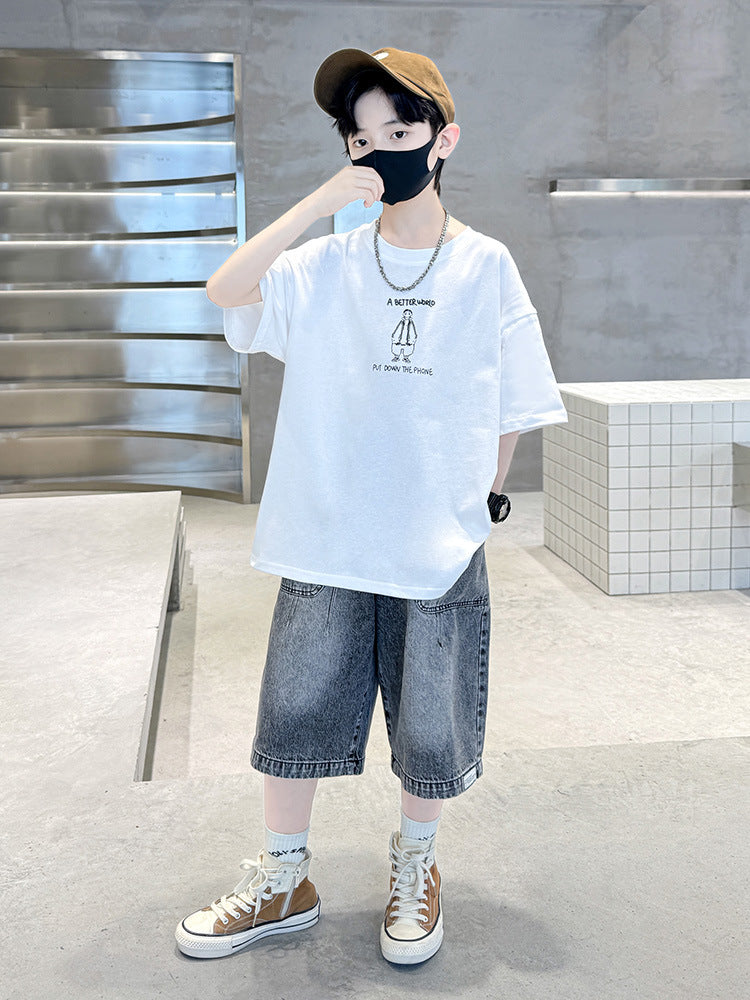 Children's Short-sleeved Clothing Summer Thin Loose Casual Top Children's Suit