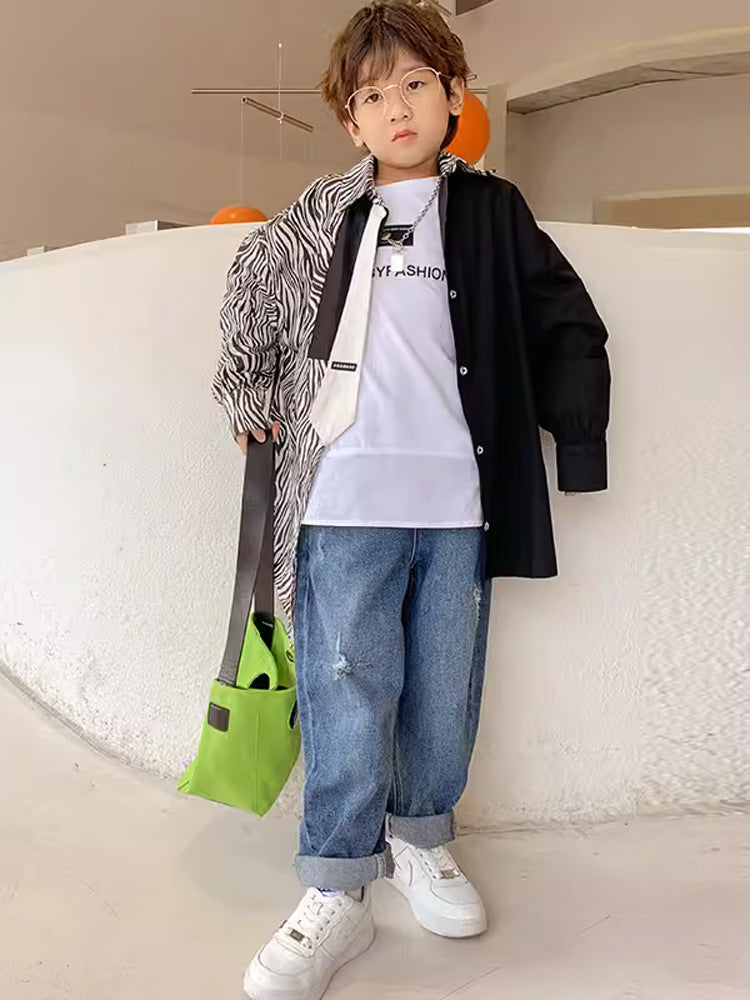 Children's Autumn Ripped Jeans Older Boy Sport Children's Pants