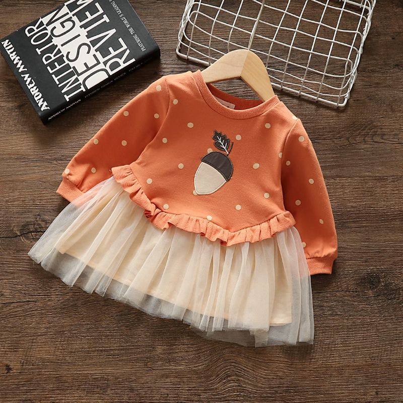 Children's Autumn Toddler Long Sleeve Pullover Trendy Gauze Skirt Children's Dress