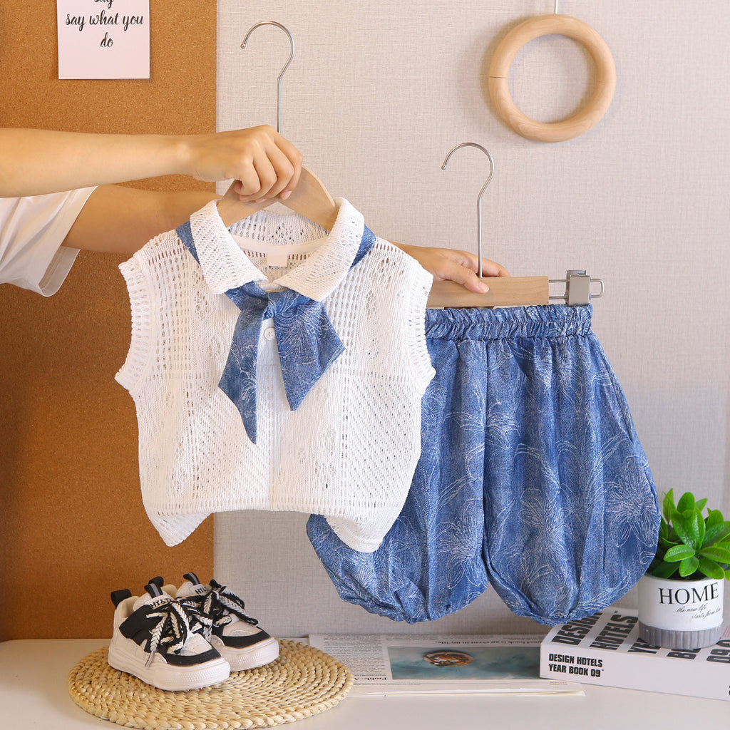 Children's Style Sleeveless Handsome Korean Vest Shorts Children's Suit