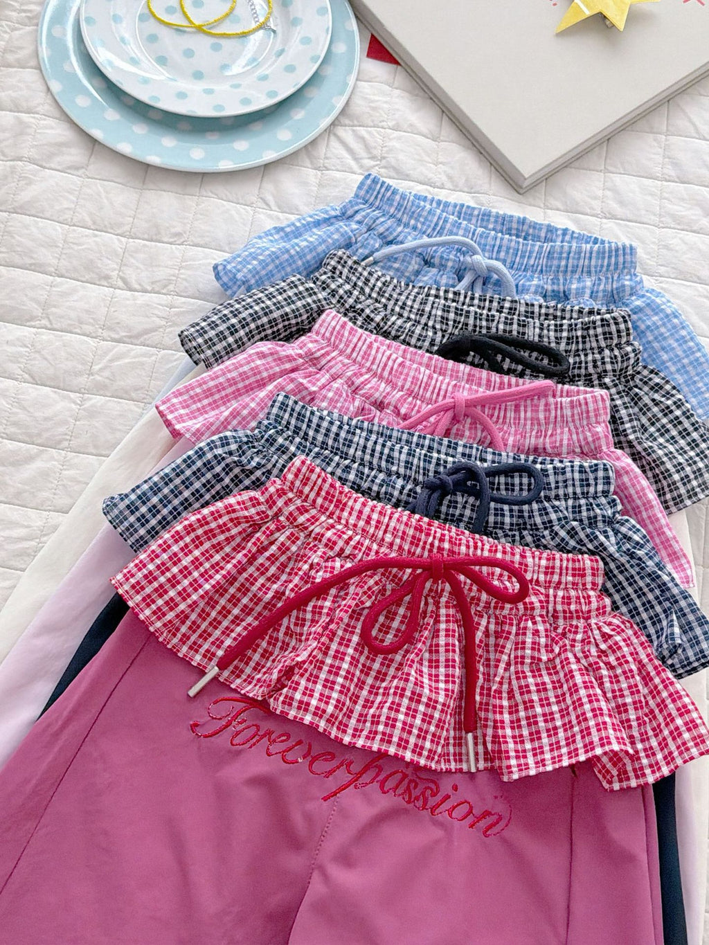 Children's Ice Silk Summer Plaid Skirt Mute Children's Pants