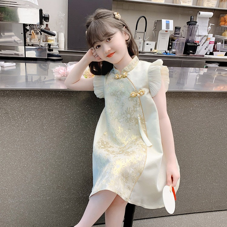 Han Chinese Costume Summer Little National Style Cheongsam Princess Skirt Children's Dress