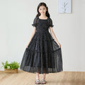 Children's Puff Sleeve Smocking Floral Little Polka Children's Dress