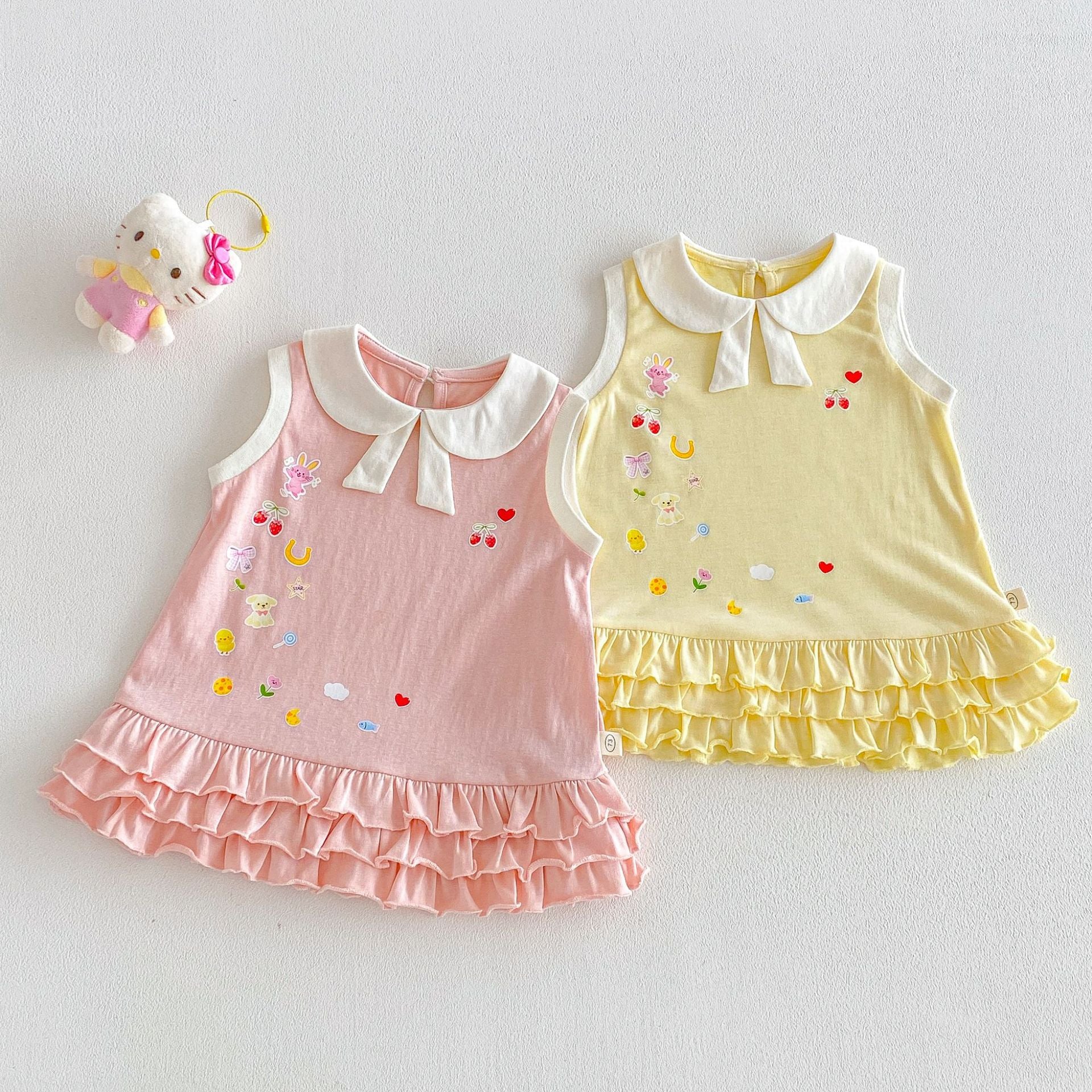Children's Cartoon Summer Doll Collar Super Cute Vest Korean Style Skirt Children's Dress