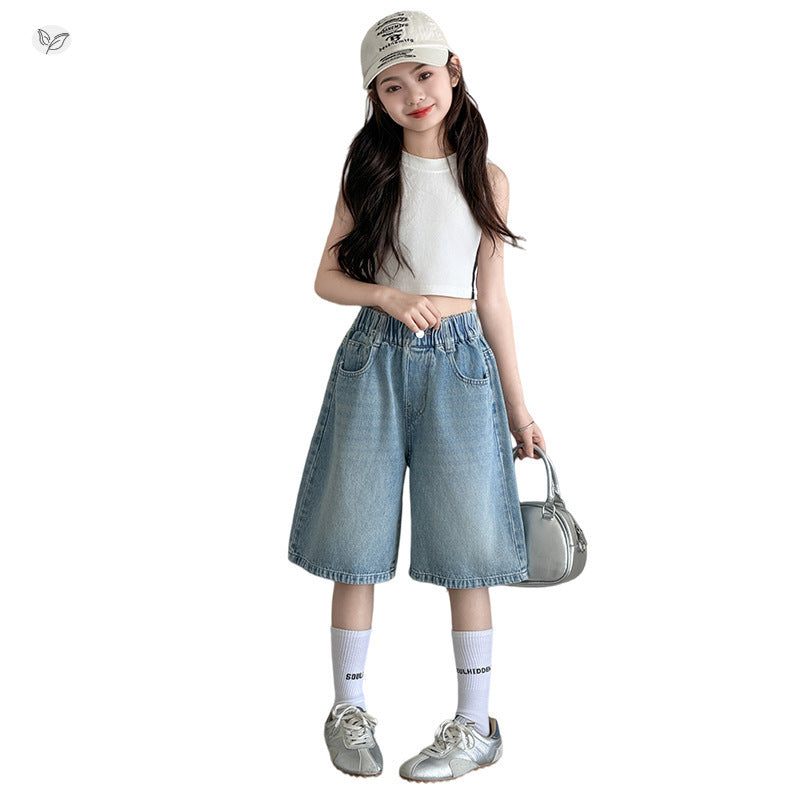 Children's Thin Denim Medium Large Back Pocket Children's Pants
