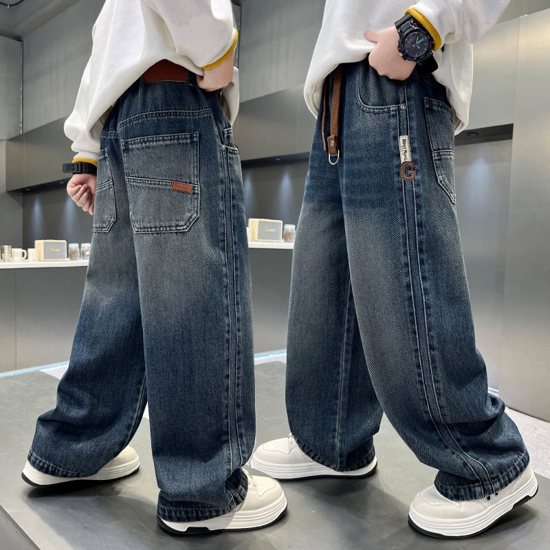 Children's Trousers Outer Wear Boy Autumn Clothing Medium Large Children's Pants