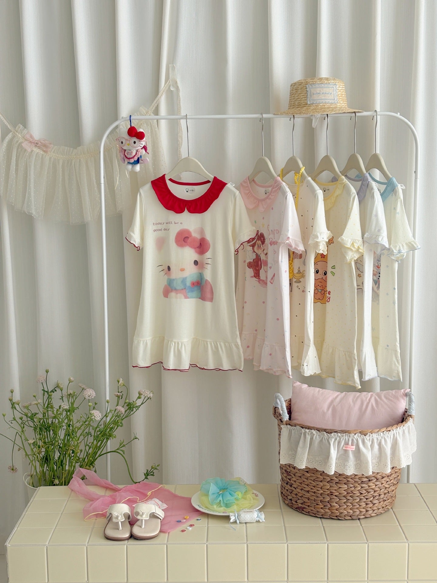 Summer Floral Nightdress Lotus Leaf Skirt Children's Dress