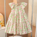 Ruffled Collar Floral Tulip Sweet Kindergarten Primary School Children's Dress