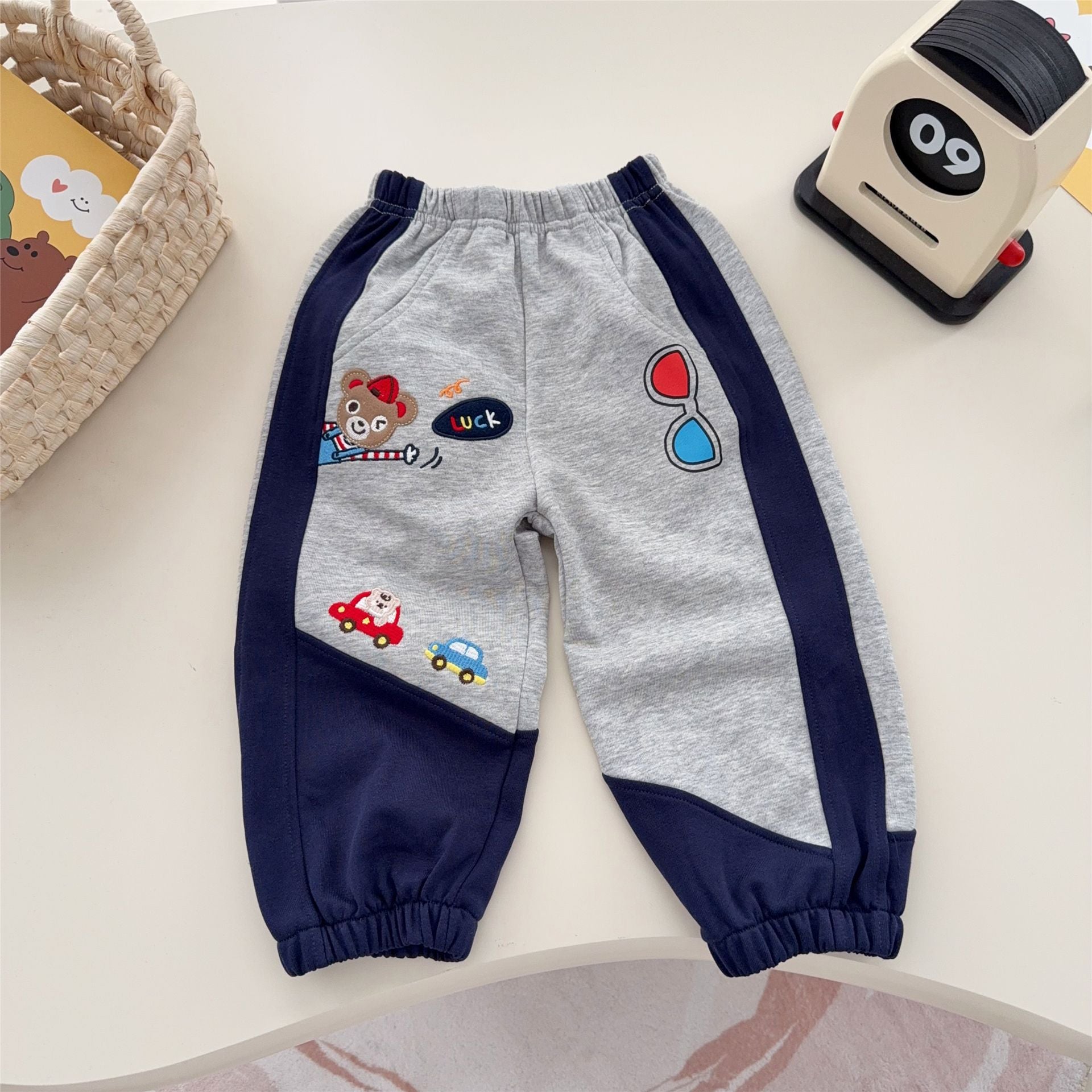 Women's & Men's Spring Crawler Cartoon Bear Irregular Color Children's Pants