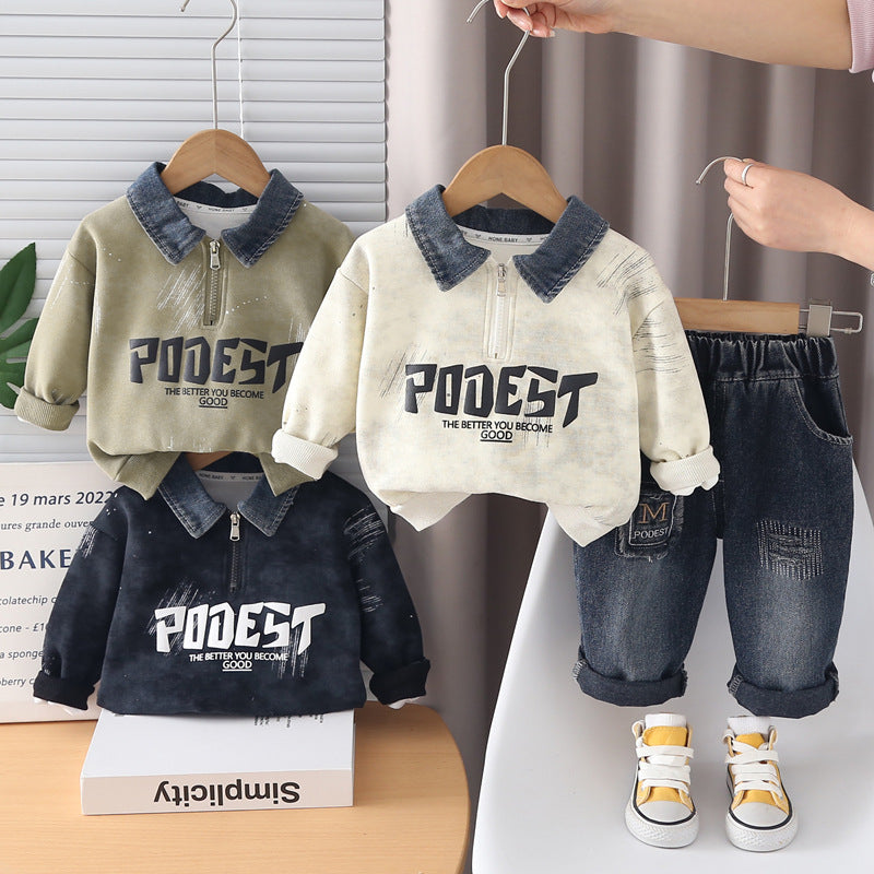 Children's Fried Street Fashion Trendy Spring Western Style Two-piece Children's Suit