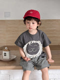Children's Clothing Summer Clothes Korean Style Cartoon T-shirt Plaid Children's Suit