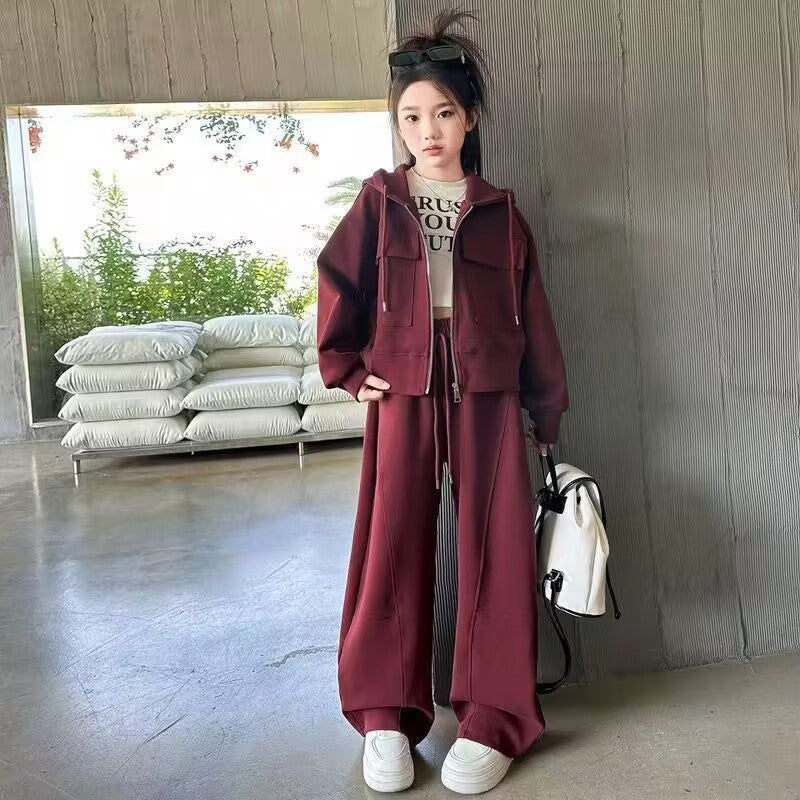 Children's Casual Western Style Versatile Coat Wide Leg Children's Suit