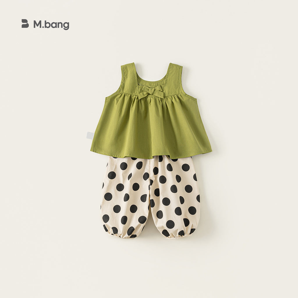 Children's Simple Set Summer Sleeveless Doll Shirt Solid Color Pants Mori Children's Suit
